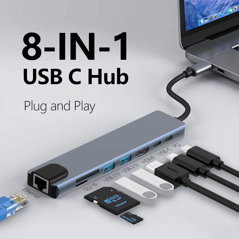 Docking Station USB-C - Quad Monitor DisplayPort/HDMI 4K 60Hz - Dock Type C Multi HDMI/DP Power Delivery 100W - Hub USB 3.0 con 1x USB Type-C e 3x USB-A, Ethernet, Audio