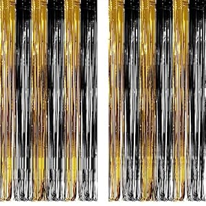 Black and Gold Party Streamers Deco...