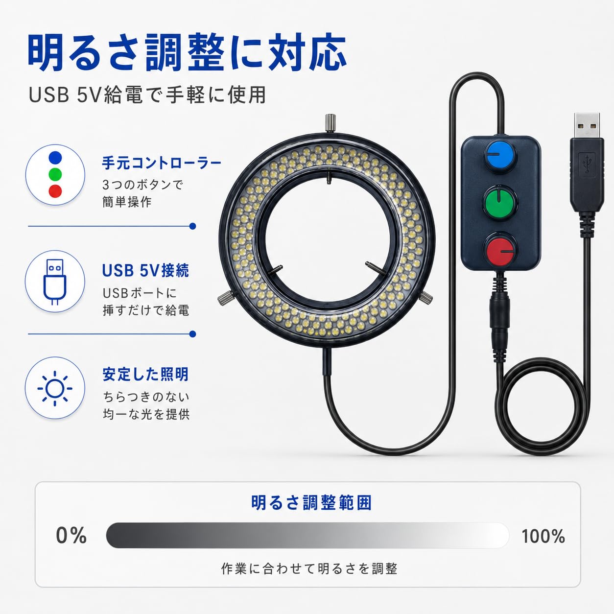 Mikroskop LED Ringlicht Illuminator, USB 5V 144 LED Farbtemperatur einstellbar, 4 Zonen, RGB, Fokus Lampenquelle für Monokular Fernglas Trinokkular Stereo Mikroskop Vision Scientific (144 LED RGB)