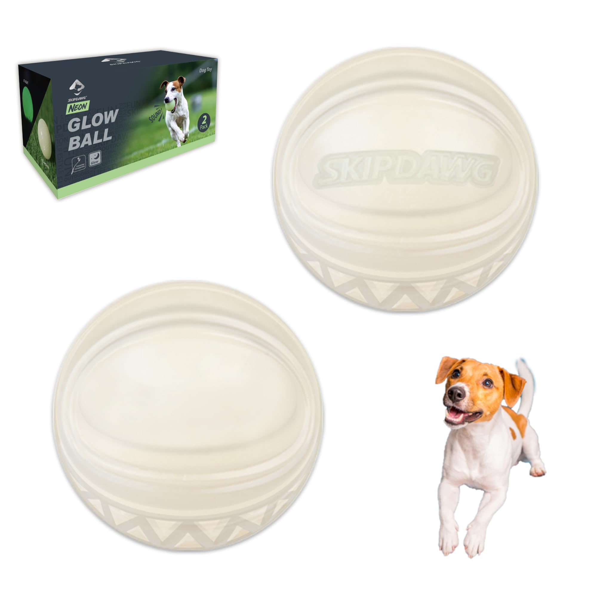 SKIPDAWG Interactive Dog Glow Balls, Rubber Balls Light Up in The
