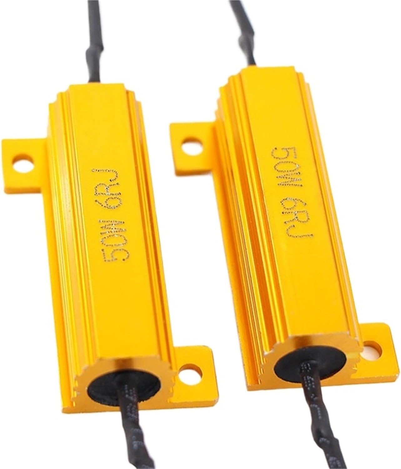 2PCS Load Resistor for LED 50W 6 ohm 25W 8 ohm Wirewound Resistor Aluminum shell power Resistors, for Car Turn Signal lamp(50W 6OHm - 2pcs)