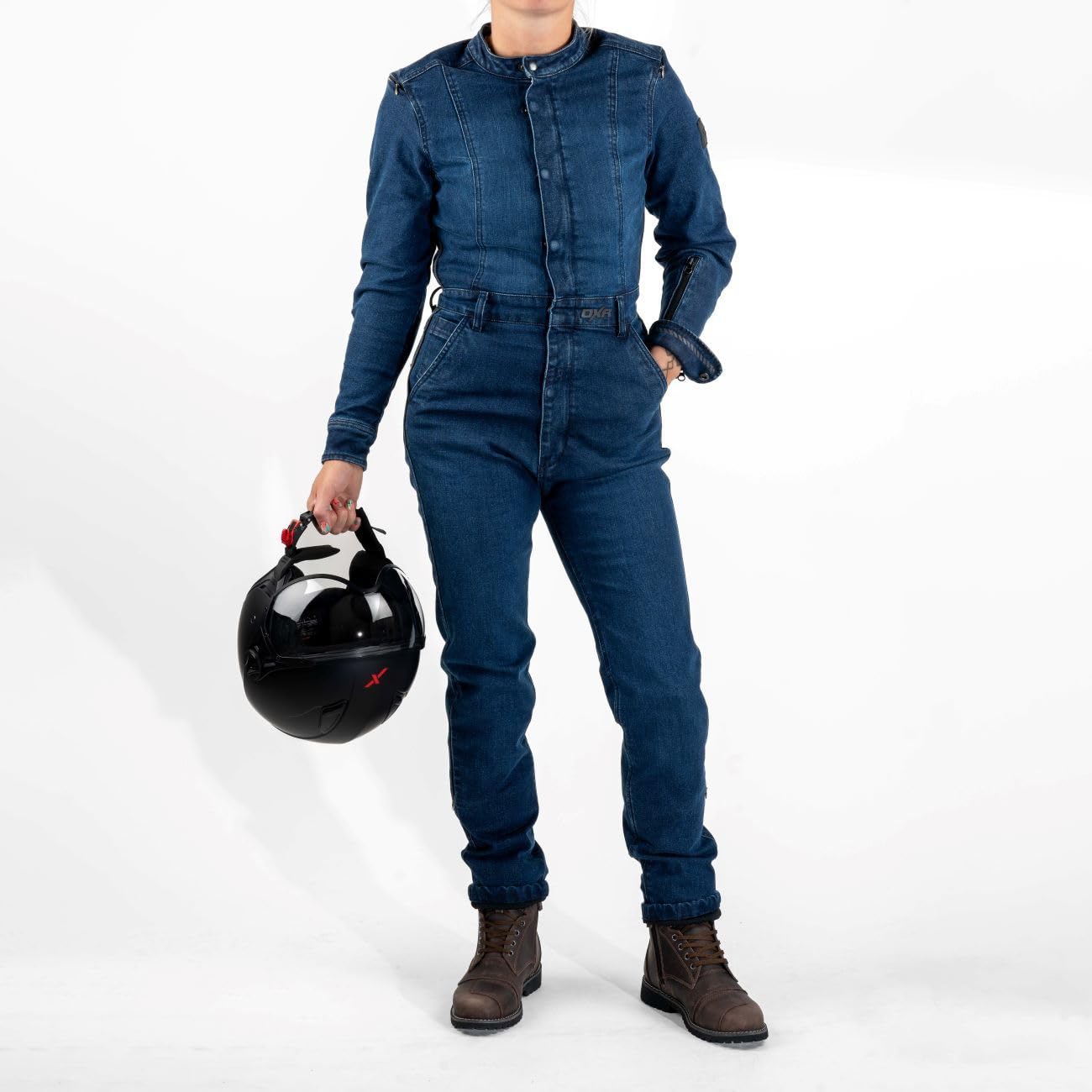 Mono para moto, certificado textil TRENDY para mujer, color azul