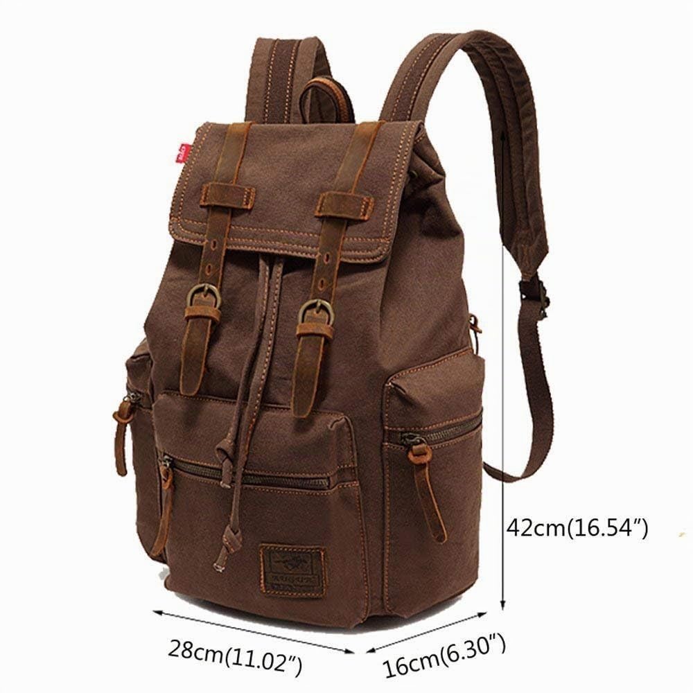 School College Rucksack, Casual Leather Backpack,Vintage Canvas Rucksack, Laptop Backpack,Travel Outdoor Shouder Bag,Travel Hiking Casual Daypack for Men Women