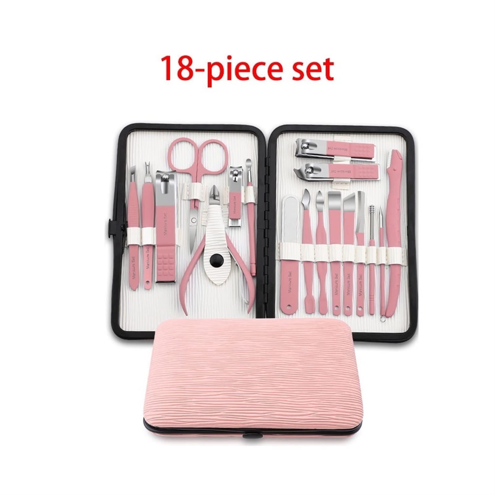 Kit de Manucure Clippers à ongles 18 pièces Définir des tondeuses à ongles en acier inoxydable Kit de pédicure Fichier à ongles Clippers à ongles manucure Kit de beauté avec sac de mode portable Ensem