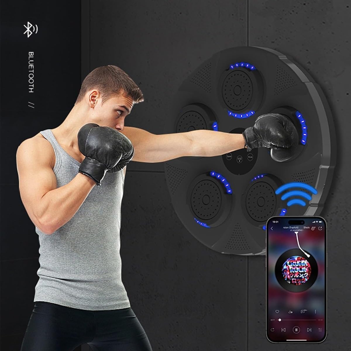 Muziekboksmachine Smart Gym-ponsapparatuur met bokshandschoenen met oplaadbare Bluetooth-verbinding Bokstrainingsapparaten voor kinderen/ volwassenen Ritme-bokstraining (Size : Boxing machine