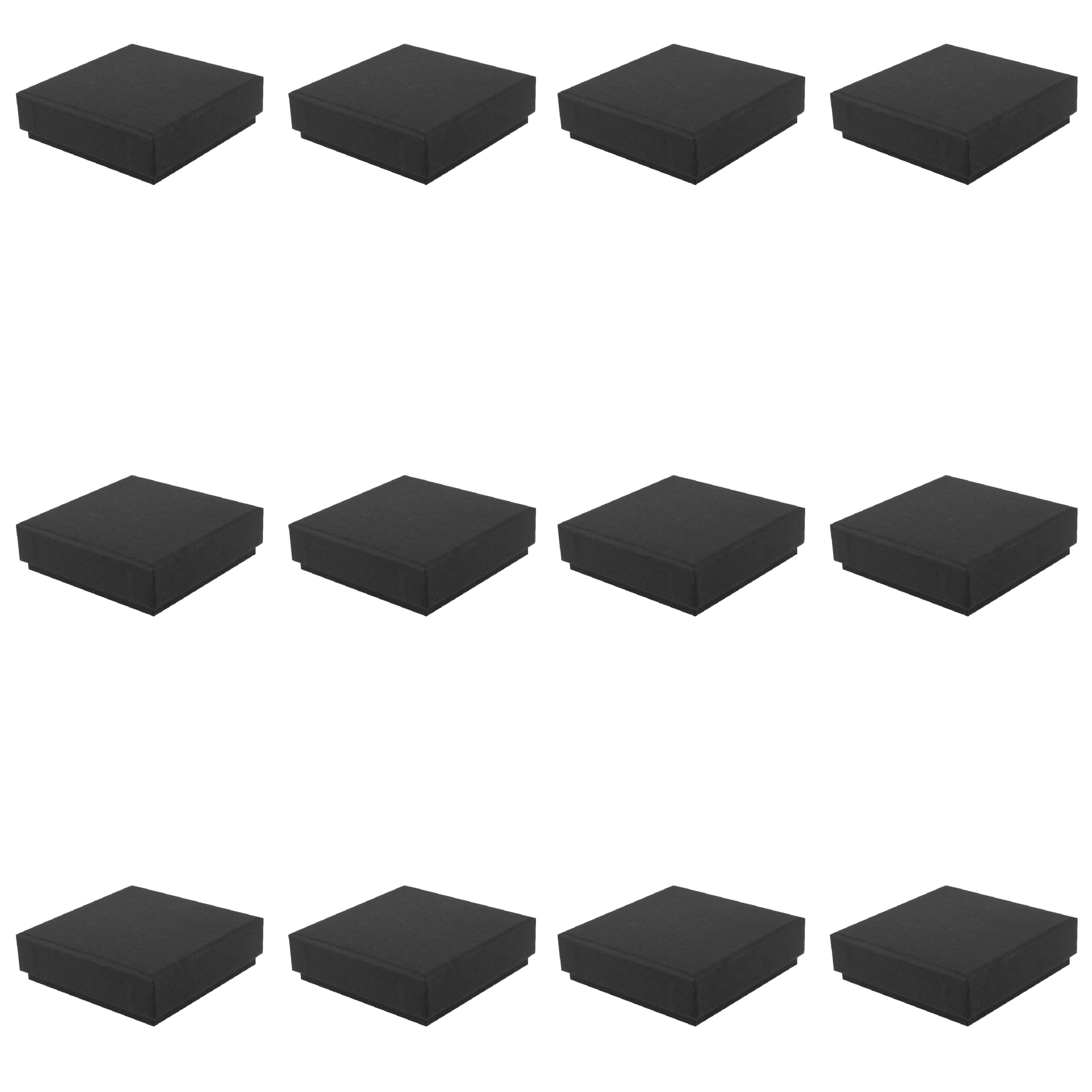 12 Small Square Black Jewellery Gift Box 65x65x18mm | For Earrings & Necklace, Shallow Depth | Eco Kraft Paper Box with Anti-Tarnish Insert, FSC Certified & Recyclable — image 1