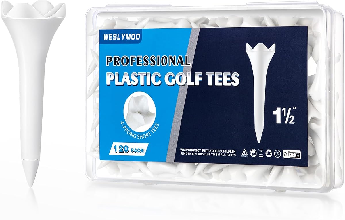 Tees de golf de plástico de 1 1/2 pulgadas, paquete de 120 tees cortos con diseño de baja fricción para hierro, par tres, híbridos y campo de prácticas, con alta estabilidad y rendimiento de baja fricción Tees de golf de plástico
