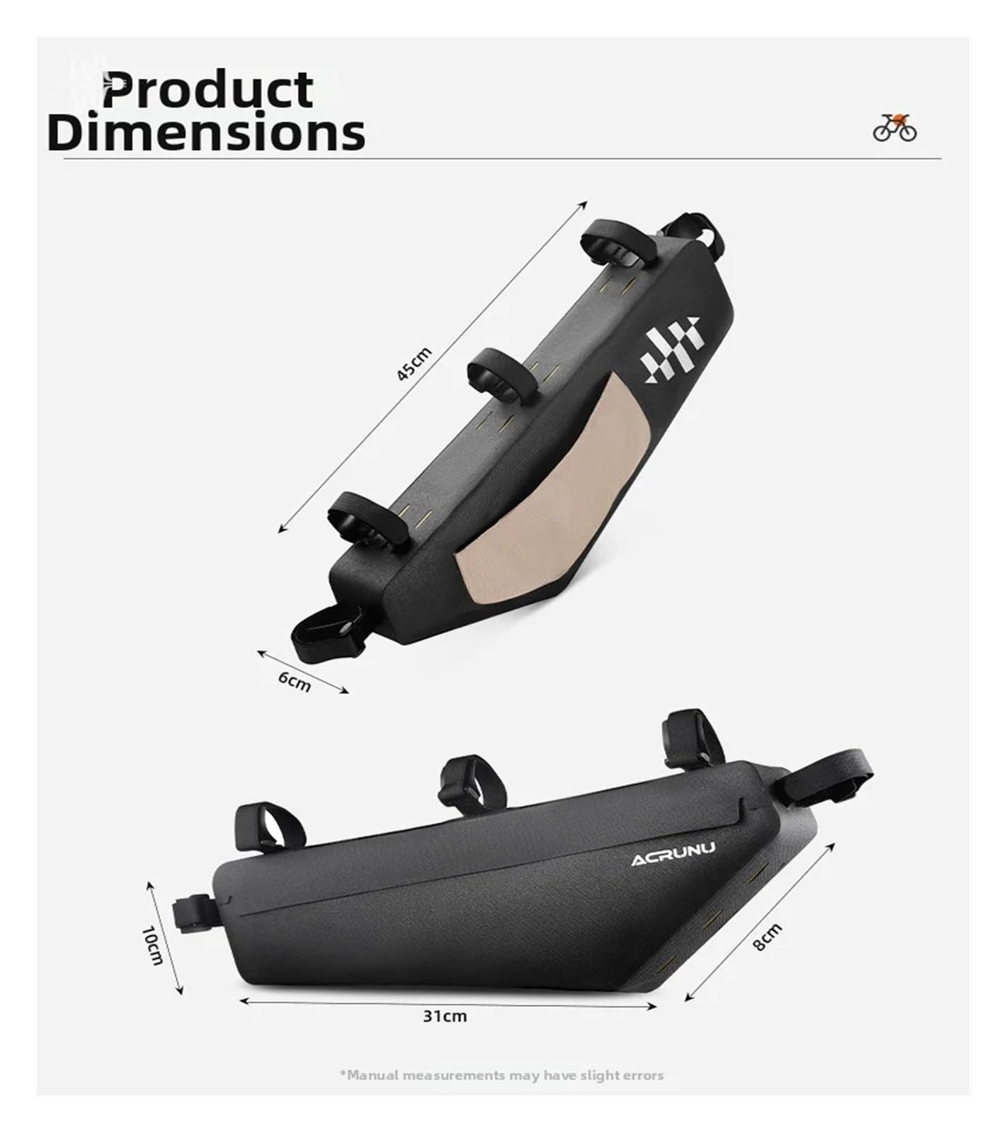 Xi Yu Borsa da bici for tubo con telaio anteriore triangolare resistente impermeabile da 1 pezzo