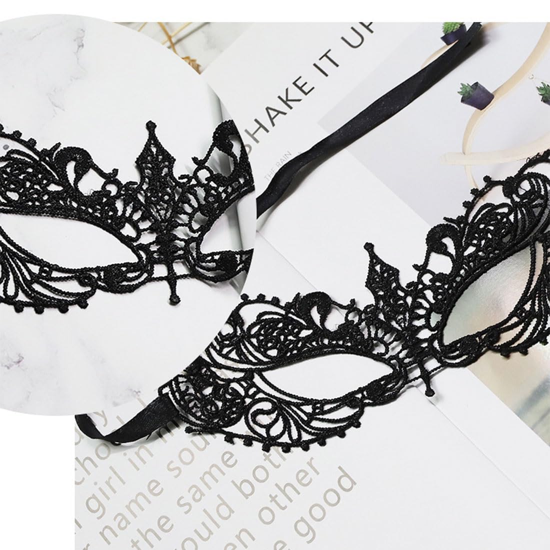 Set Déguisement Chat Noir - Masque Dentelle, Oreilles Et Collier Gothique Pour Femme