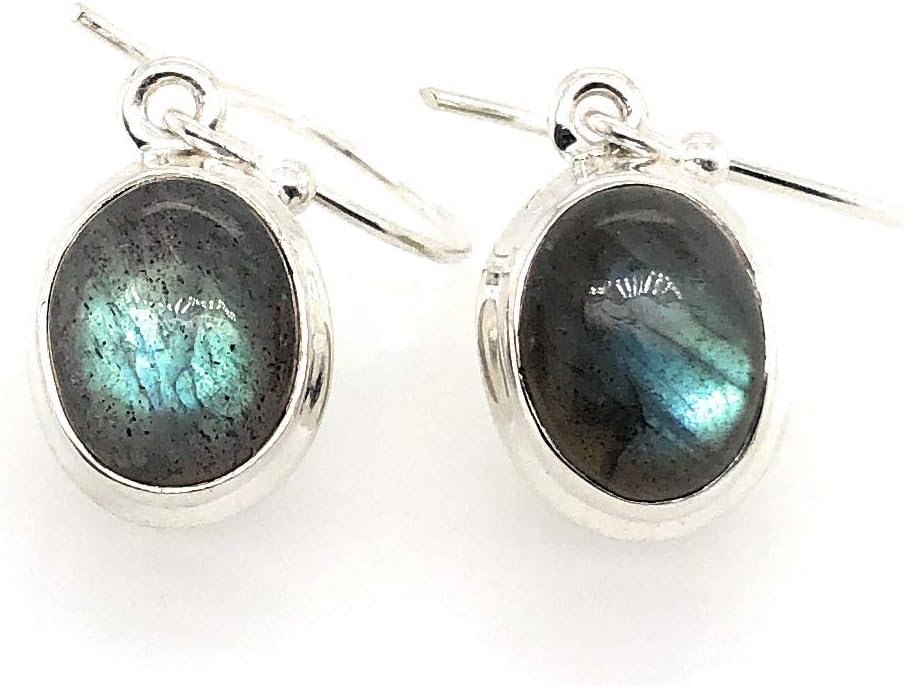 Natural Blue Labradorite 925 Sterling Silver Earrings 25mm - Image 5