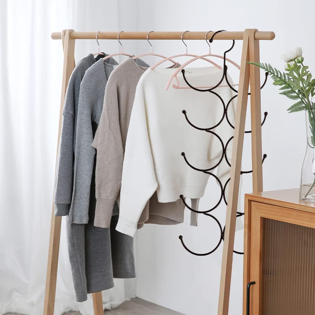 Ipetboom Multi-Function Closet Scarf Organizer Tie Hanger Hooks for Scarves Belts Ties and Towels Space-Saving Accessory for Bedroom Laundry Room and Dormitory Storage