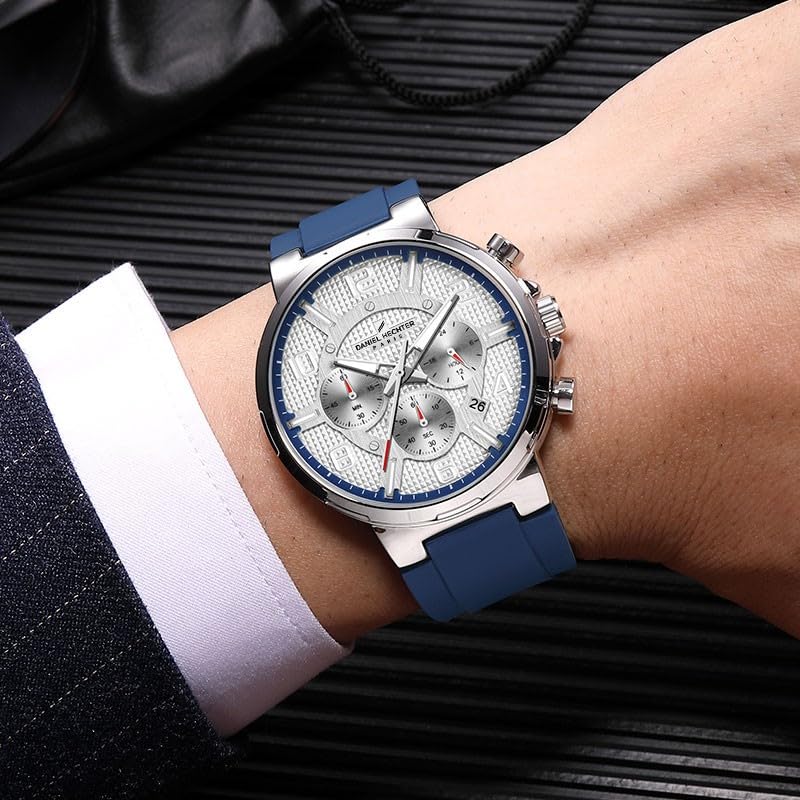Image of Daniel Hechter Paris Beaubourg Collection Multifunctional Watch for Men with Textured Round Dial and Silicon Strap-DHM1009