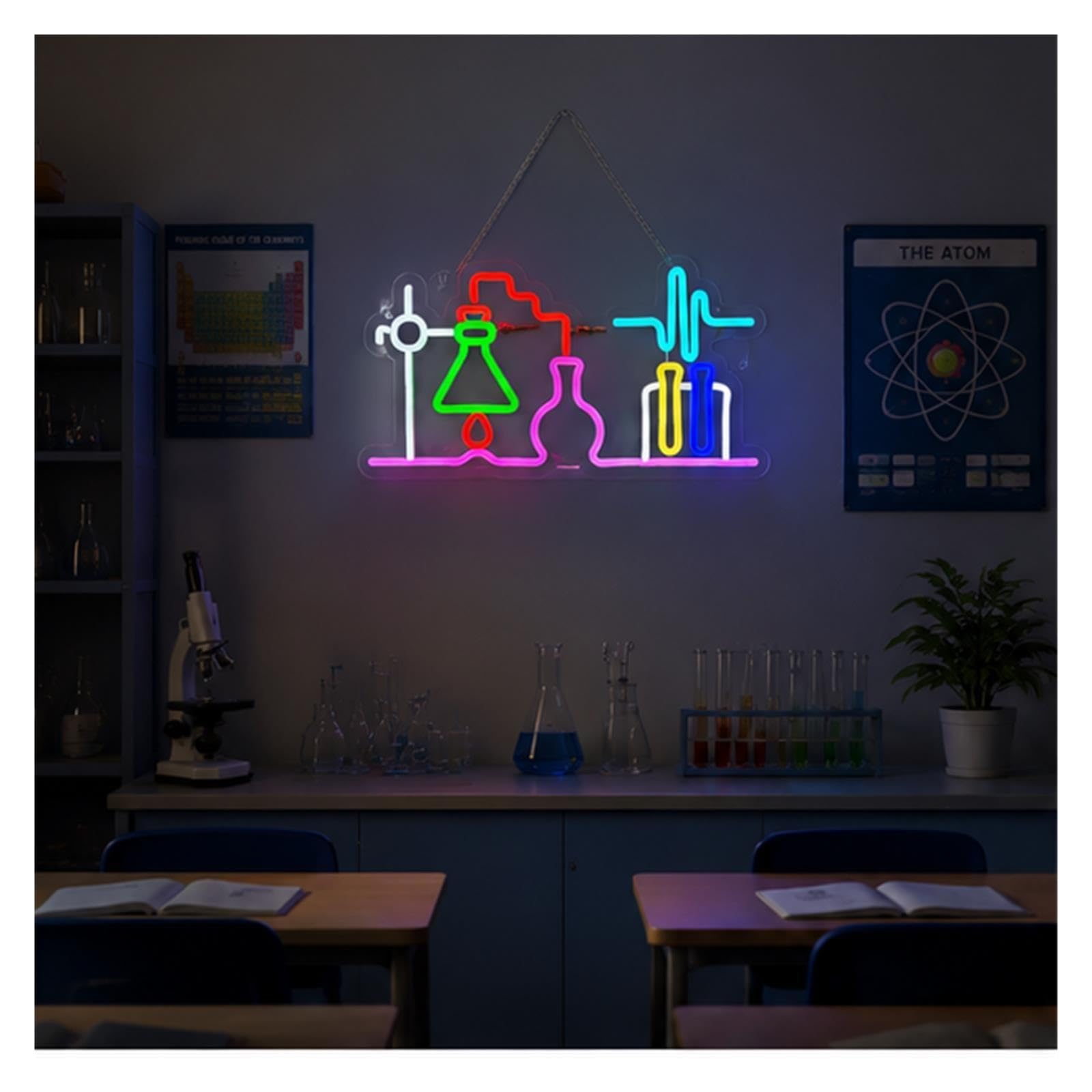 Decoración Lámparas Equipo De Laboratorio De Química Letreros De Neón