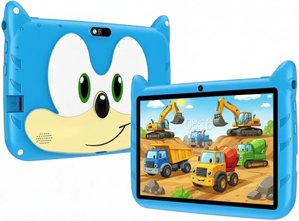 Tablet Infantil Kids Tela 7" HD 64GB/ 4GB RAM Bateria 3200mAh, Câmera 5MP, Processador Quad-Core, Android 13 com Capa Silicone, Caneta Touch para Jogos e Entretenimento (Azul)