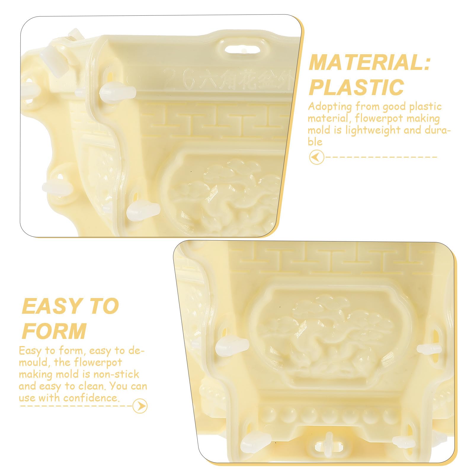 Molde de Fundición para Maceta de Flores DIY para Niños, Plástico Beige | Fácil de Desmoldar y Limpiar, para Manualidades y Actividades Diy, Modelo Hexagonal