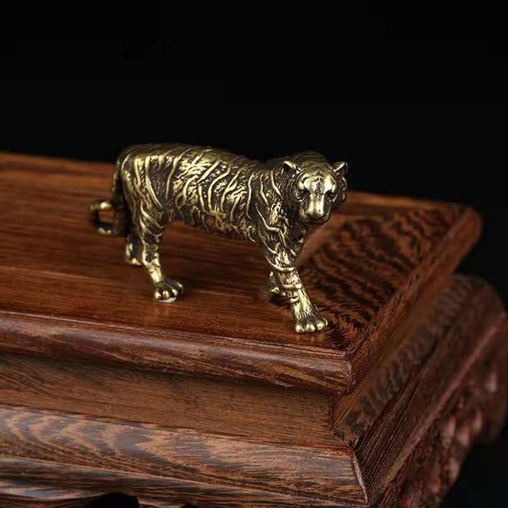 Brass Walking Tiger Statue - Zodiac Animal Chinese Handmade Lucky Tiger Statue for Tearoom, Desk, Office Decor - Image 2