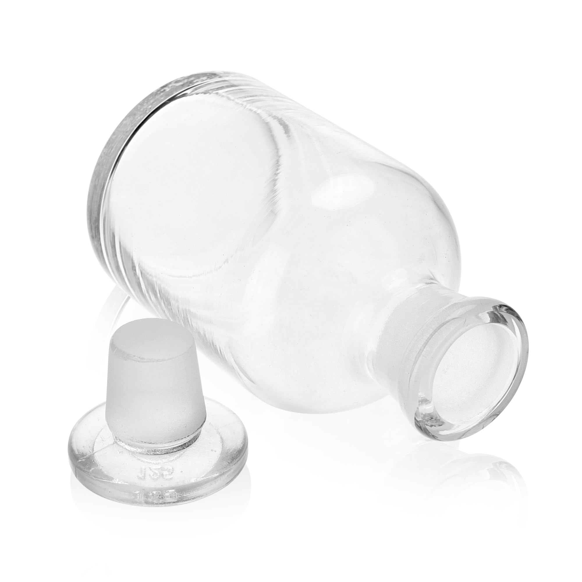 Paquete de 2 botellas de reactivo de vidrio, botella de reactivo de vidrio de borosilicato de boca estrecha, con tapón de vidrio molido estándar para laboratorios (transparente, 125 ml)