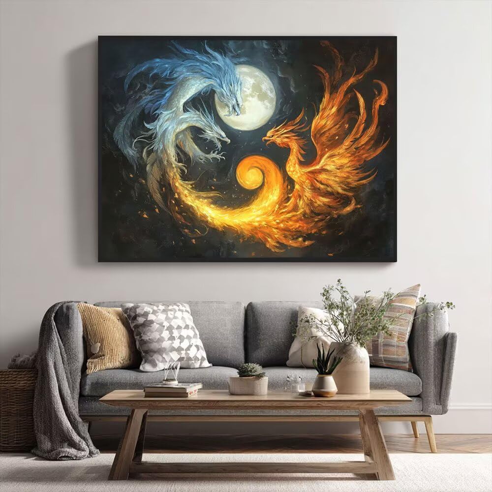 Malowanie według numerów dla dorosłych, abstrakcyjny Dragon 70x90cm Akrylowe malowanie po numerach dla dzieci Dorośli Początkujący Malowanie 3 pędzlami Akwarela Malowanie według numeru Dzieci Zestaw