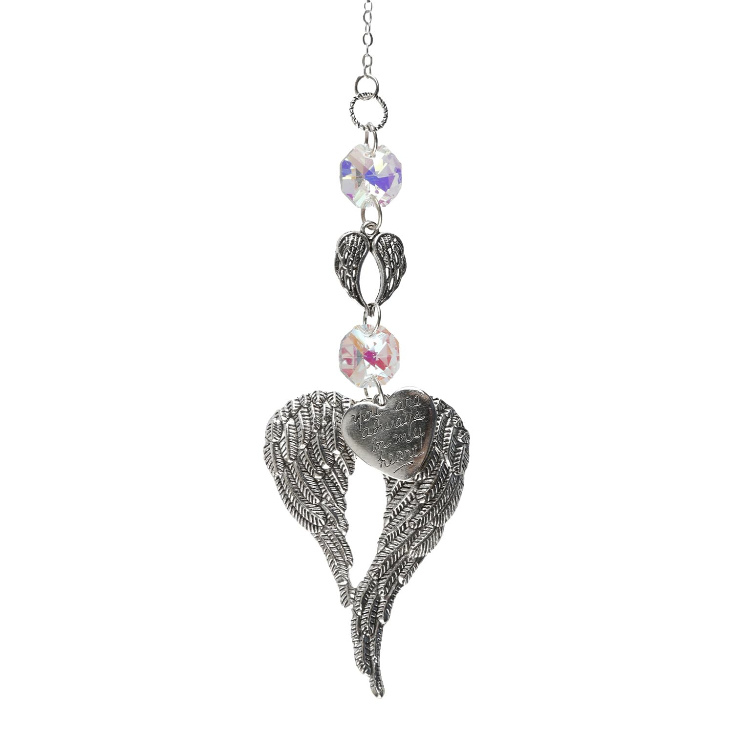 Tabanzhe Light Angel Wings Sun Catcher For Windows,Crystal Hanging Suncatcher With Angel Wings Design,Rainbow Maker Window Decoration For Home Garden Balcony Decor,Guardian Angel Ornament