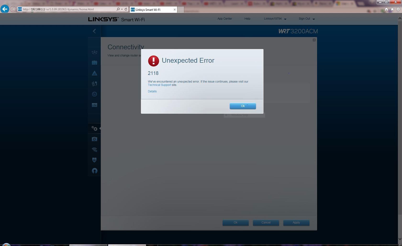 Solved problems with firmware....Indefinite "waiting" and "2118" errors, when it allows a log in...