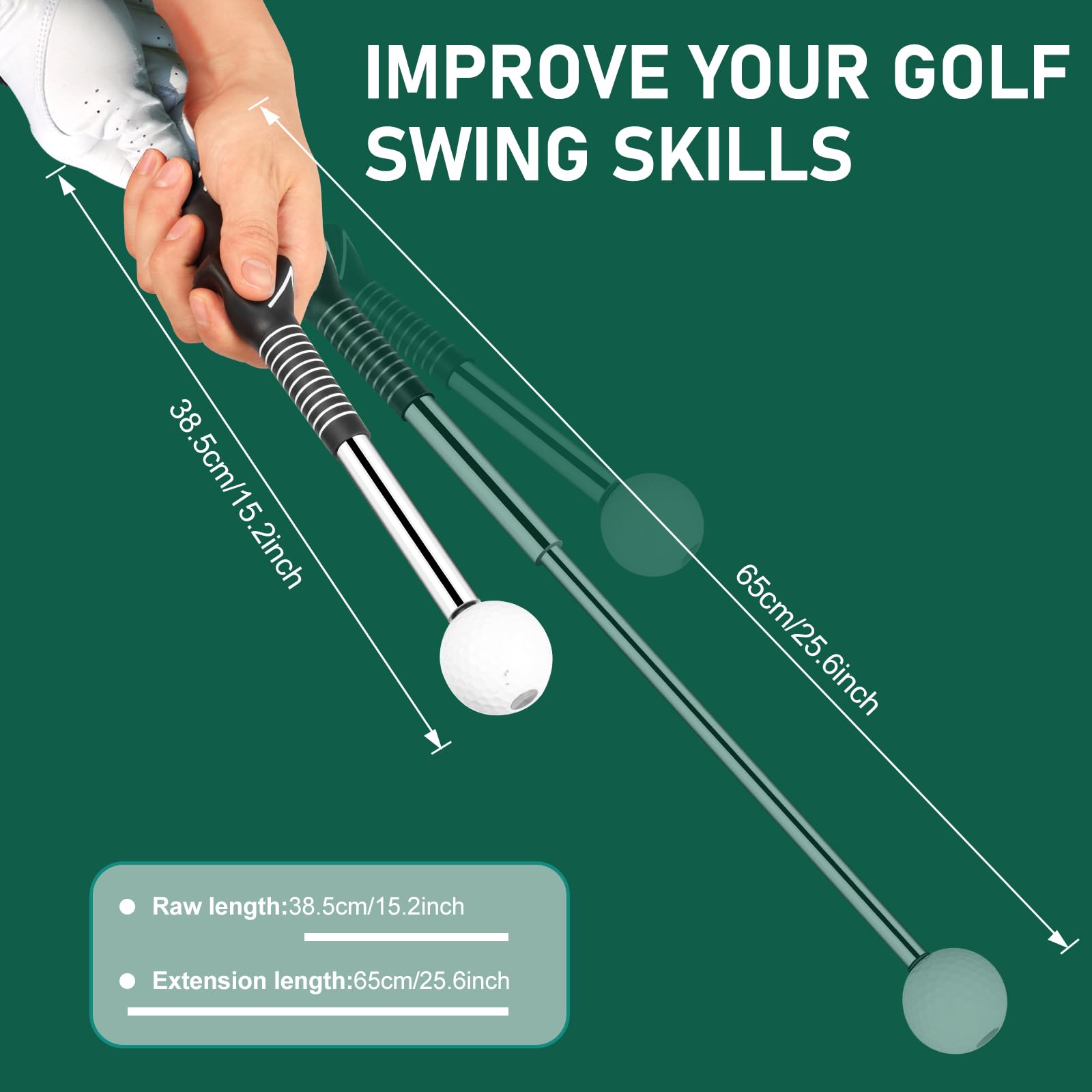Golfgriff-Trainingshilfe – einziehbarer Klick-Club-Trainer, Indoor-Übung, Aufwärmstab, flexibel, Teleskop, kurzes Tempo-Sound-Freigabetrainer, Geräte mit Schwung-Übungsgurt