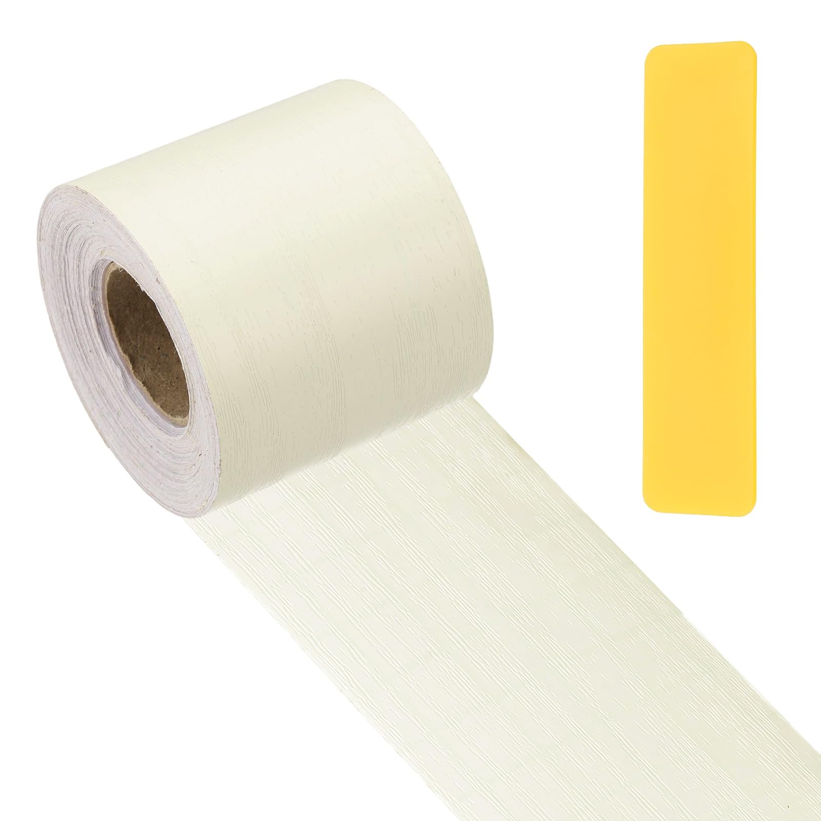 PATIKIL Wood Grain Repair Tape 5cm x 33ft, Self Adhesive Realistic Textured Repair Patch Peel and Stick Wood Tape with Scraper for Floor Door Window Furniture Table Beige