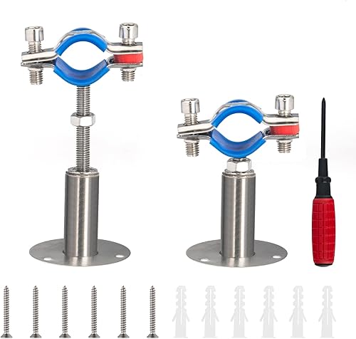 Kodilin 2 soportes de tubo de montaje en pared de acero inoxidable 304, adecuados para tubos OD de 34 pulgadas (0.984-1.102 in), altura ajustable de