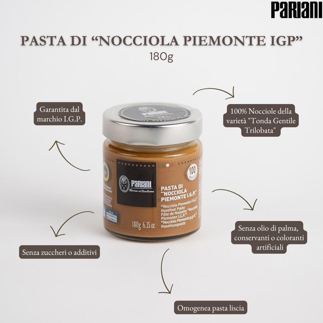 PARIANI Pâte Pure Noisette du Piémont Igp Grillée Bocal 180 g