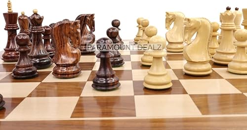 Miniatura 2 de Paramount Dealz - Juego de mesa de ajedrez de madera hecho a mano  Tablero de ajedrez con Zagreb ruso 59 piezas de ajedrez con fondo de fieltro