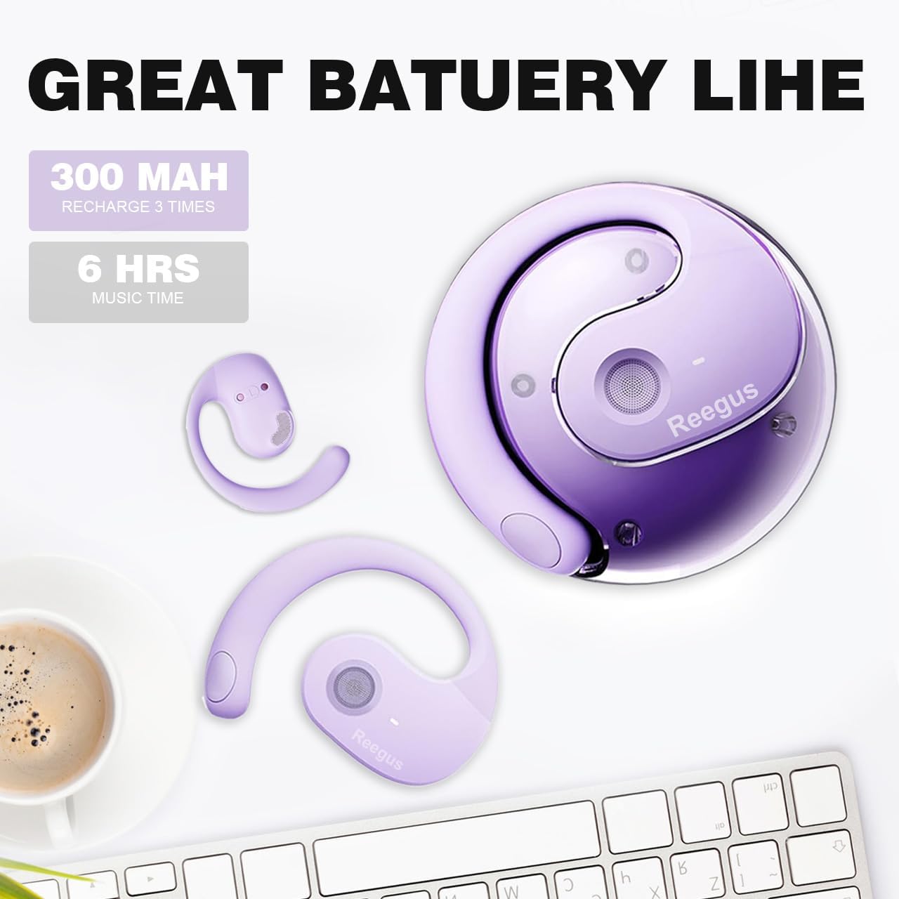 Wireless Earbuds Open Ear Buds Ows Bluetooth Headphones Outside Ear Wireless Hang-ing Headset IPX5 Waterproof Headset with Mic Bone Air Conduction Earbuds for Sports/Workout/Running - Image 4