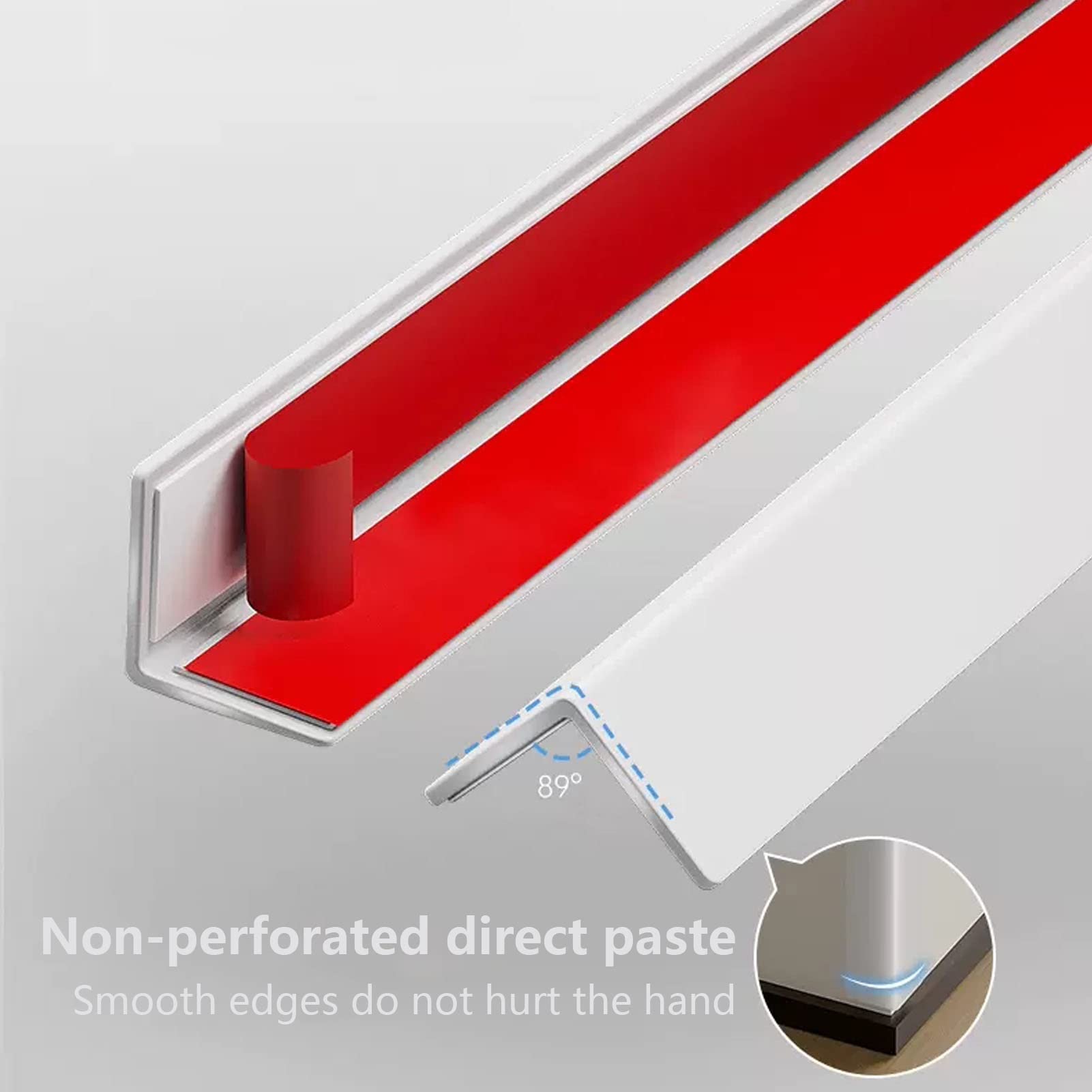 Protectores de Esquinas, Tiras Protectoras de Pared de aleación de Aluminio con Escudo Autoadhesivo for Oficina en casa(White,W 1cm)