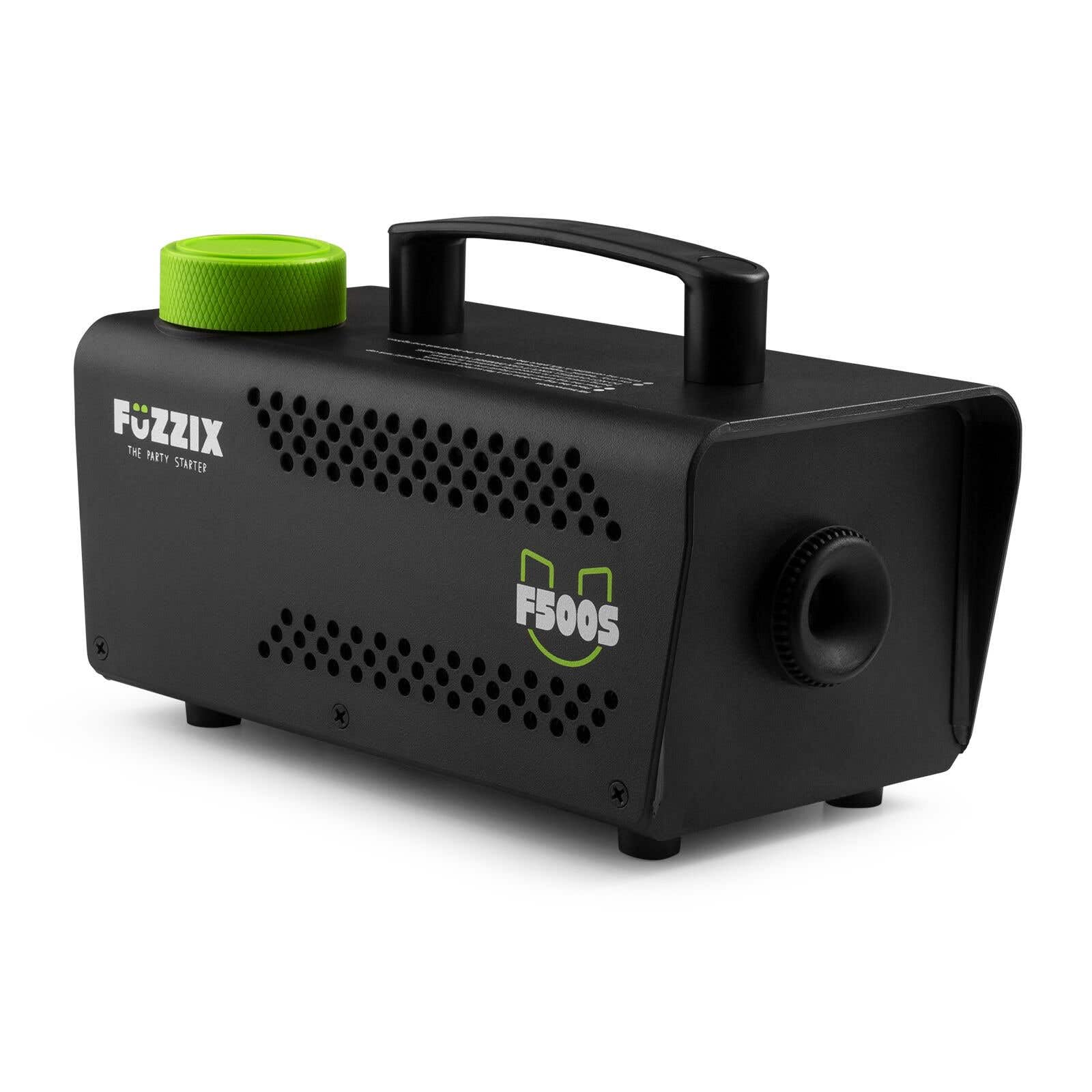 Fuzzix F500S Máquina de humo 500W con control remoto inalámbrico, 250ml depósito, incluye 5L líquido, 50m³/min, recalentamiento rápido 30s, ideal fiestas, DJs y eventos pequeños