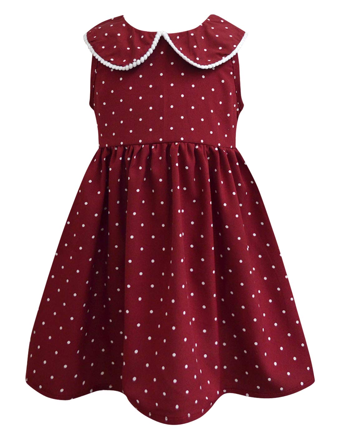 A.T.U.N. (ALL THINGS UBER NICE)Girl's Polyester Fit and Flare Knee-Length Casual Dress (GDRS PAV_Maroon-White_2-3 Years)