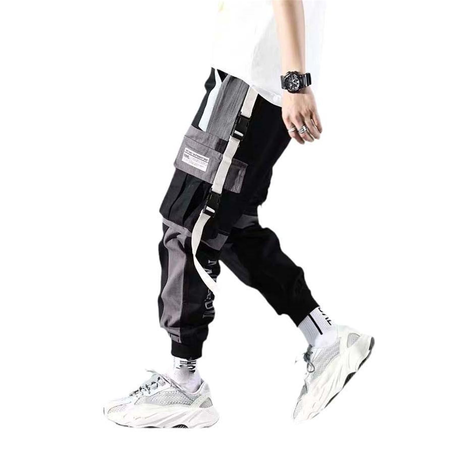 Slim Fit Streetwear Casual męskie spodnie cargo do biegania z paskami zdobione spodnie haremki