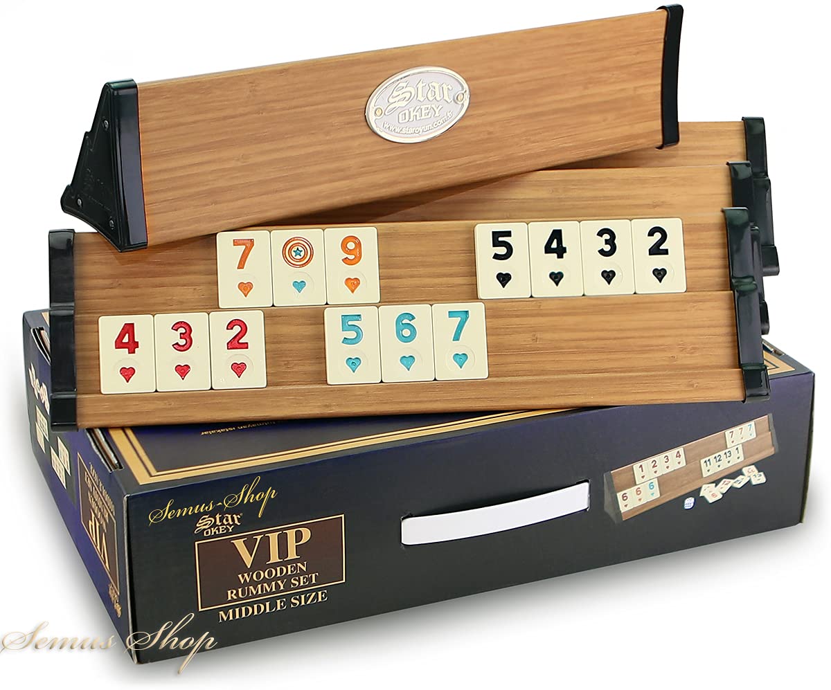 Set compatto Rummy / VIP Ahsap Okey SETI con pietre in melamina Orta Boy