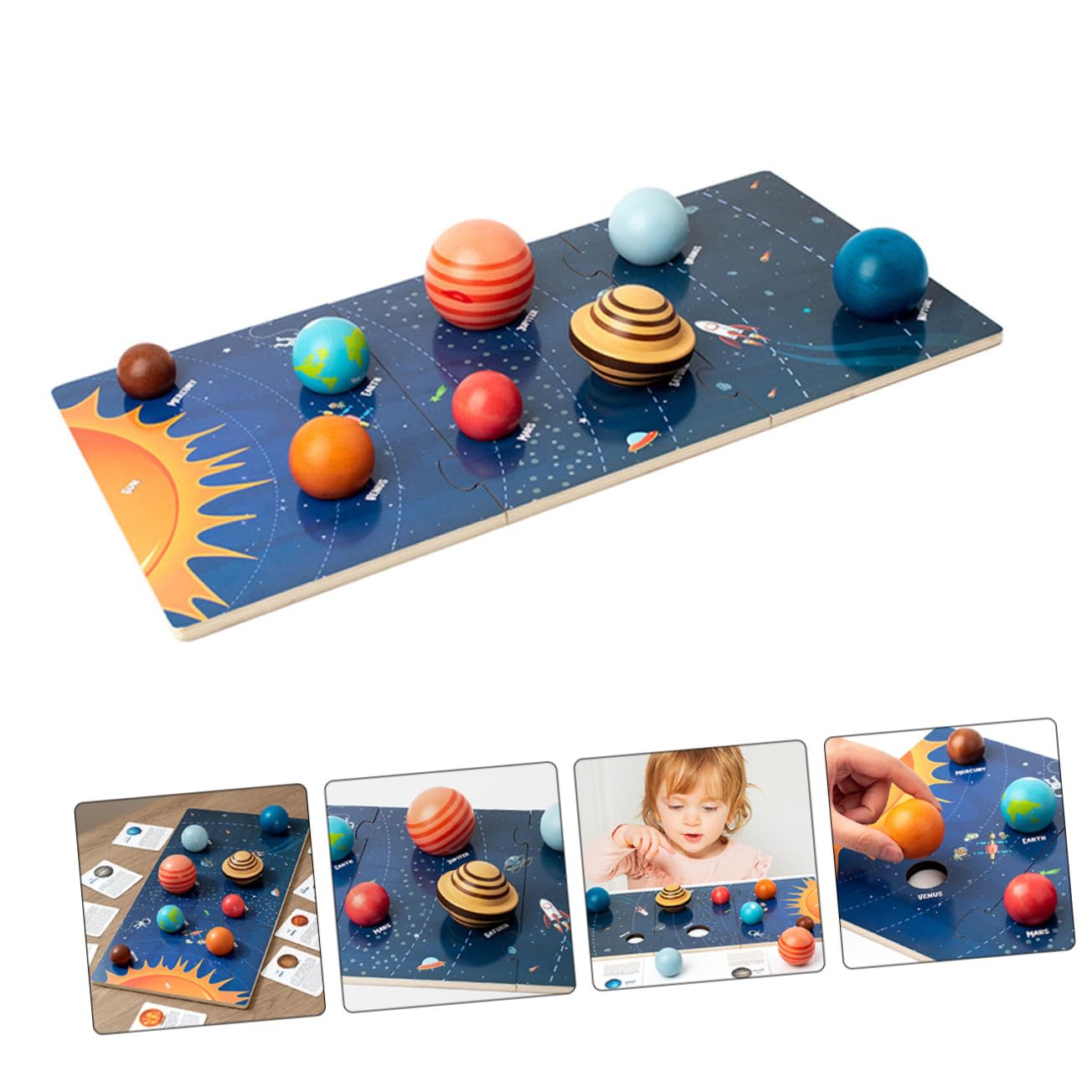 Juguete Educativo de Madera de Ocho Planetas para Niños, Rompecabezas