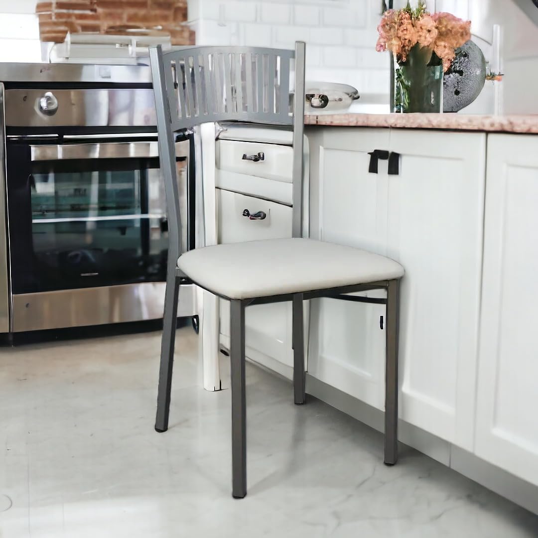 SHIITO | Pack de 2 Sillas de Cocina | Asientos de Polipiel Blanco | Modelo Sochi