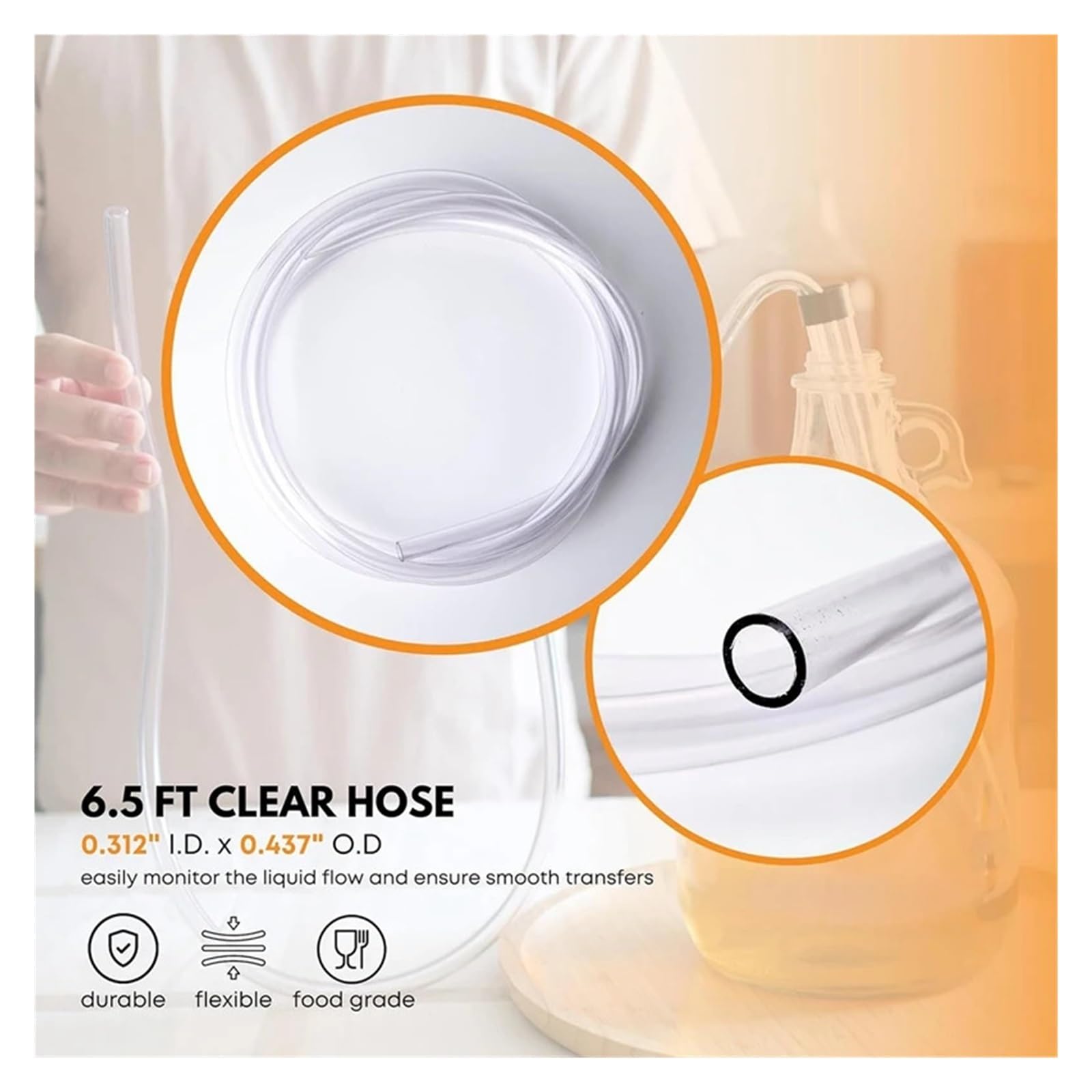 Home Brewing Kit Set sifone Automatico da 3/8 Pollici con Morsetto Kit sifone for imbottigliamento Tubo da 6,5 ​​'ft con Tubi in plastica for Uso Alimentare for Birra Accessori per Il Vino