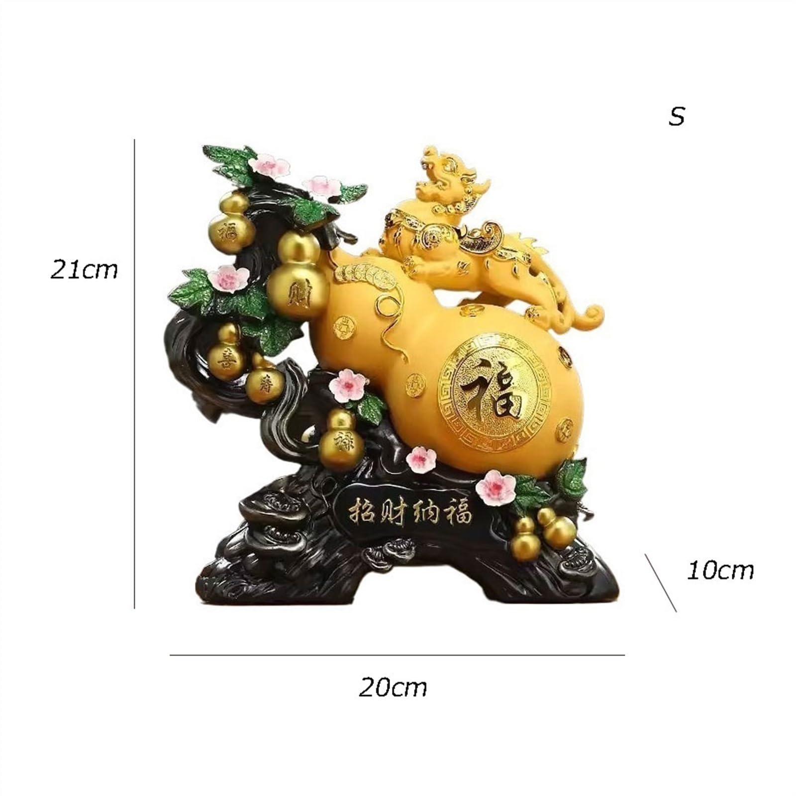Decorazioni per la Scrivania I mestieri in resina retrò attirano ricchezza e buona fortuna Ornamenti di zucca Pixiu Raccolta di famiglia Decorazione di ricchezza Figurine di Scultura ( Size : S )