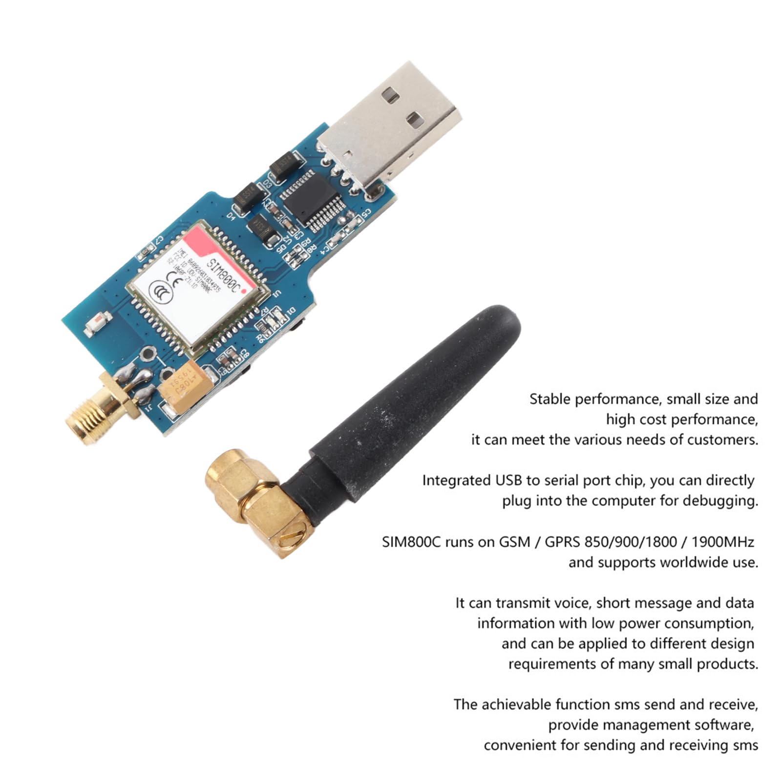 Modulo USB a GSM, Componente Elettronico, SIM800C Funziona su GSM/GPRS 850/900/1800/1900 MHz