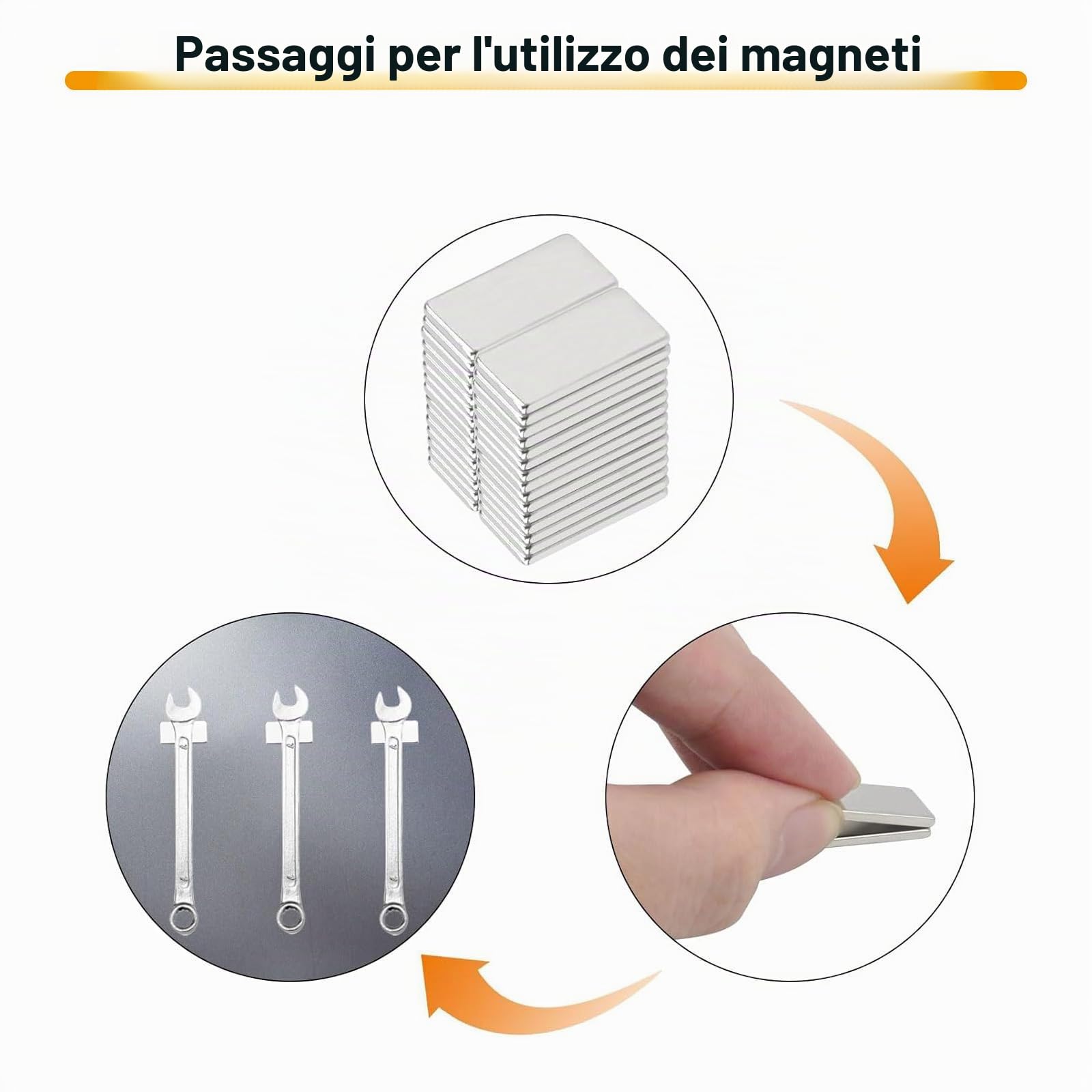 Magneti Potenti, Confezione da 16 Al Neodimio, Magneti Rettangolari 40x10x5mm, per Frigorifero, Lavagna Magnetica, Mobile da Cucina