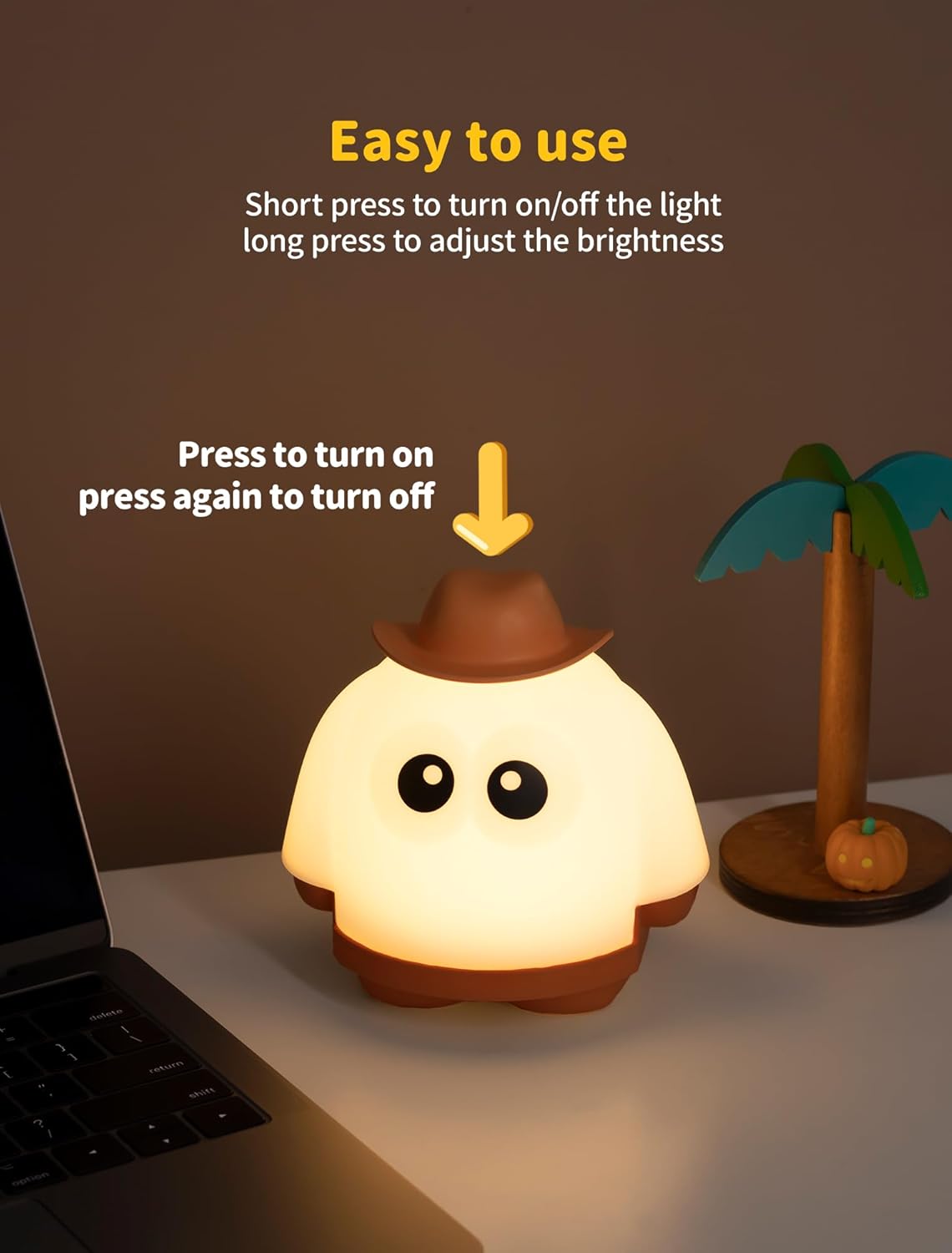 Ghost Night Light, Rechargeable Bedside Lamp, Portable Sleep Nightlight, Dimmable Night Lamps, Cute Nursery Lamp, Funny Gifts for Kids Teens Adults(Orange)