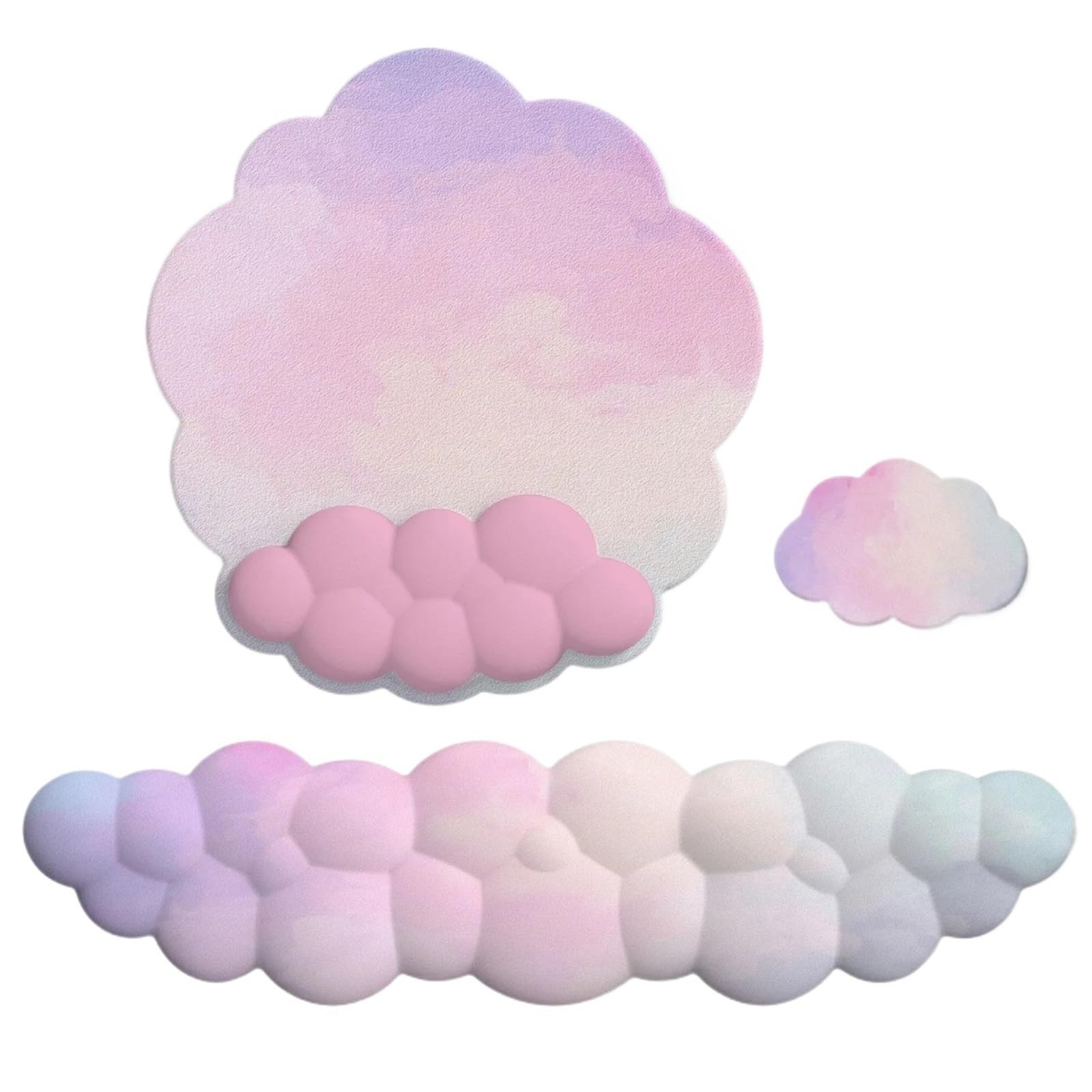 Tappetino Mouse Con Poggiapolsi Set poggiapolsi in memory foam Cloud | Supporto for tastiera e mouse, laptop antiscivolo for casa e ufficio(3 in 1 set7)