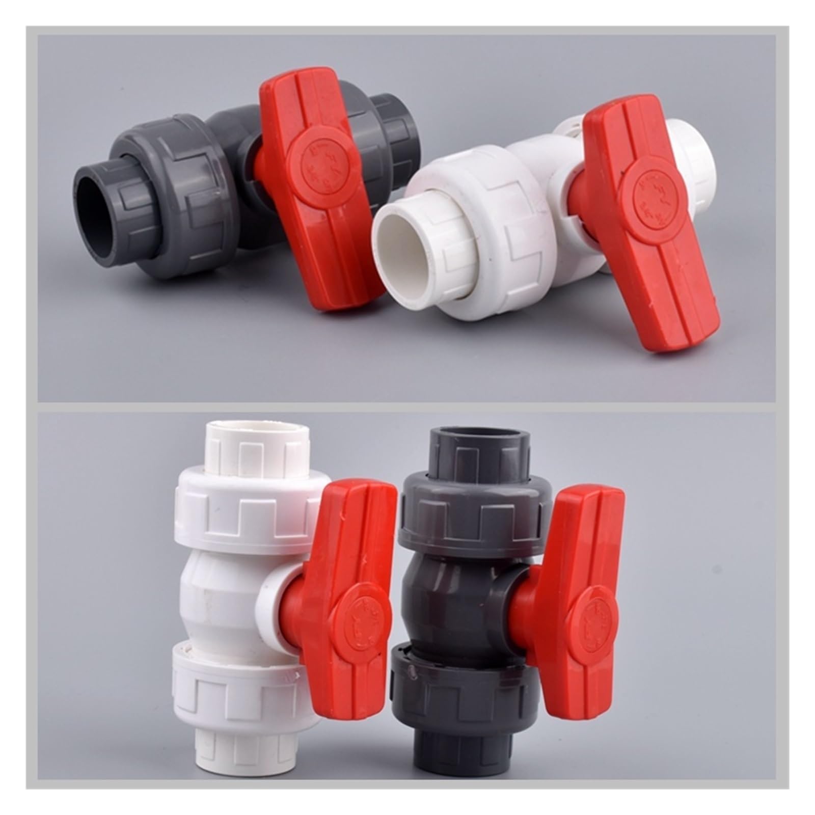 Valvola a sfera con passaggio totale, Valvola a sfera a doppia unione in PVC con connettore rapido for irrigazione da giardino(Upvc Grey Valve,ID 40 mm)