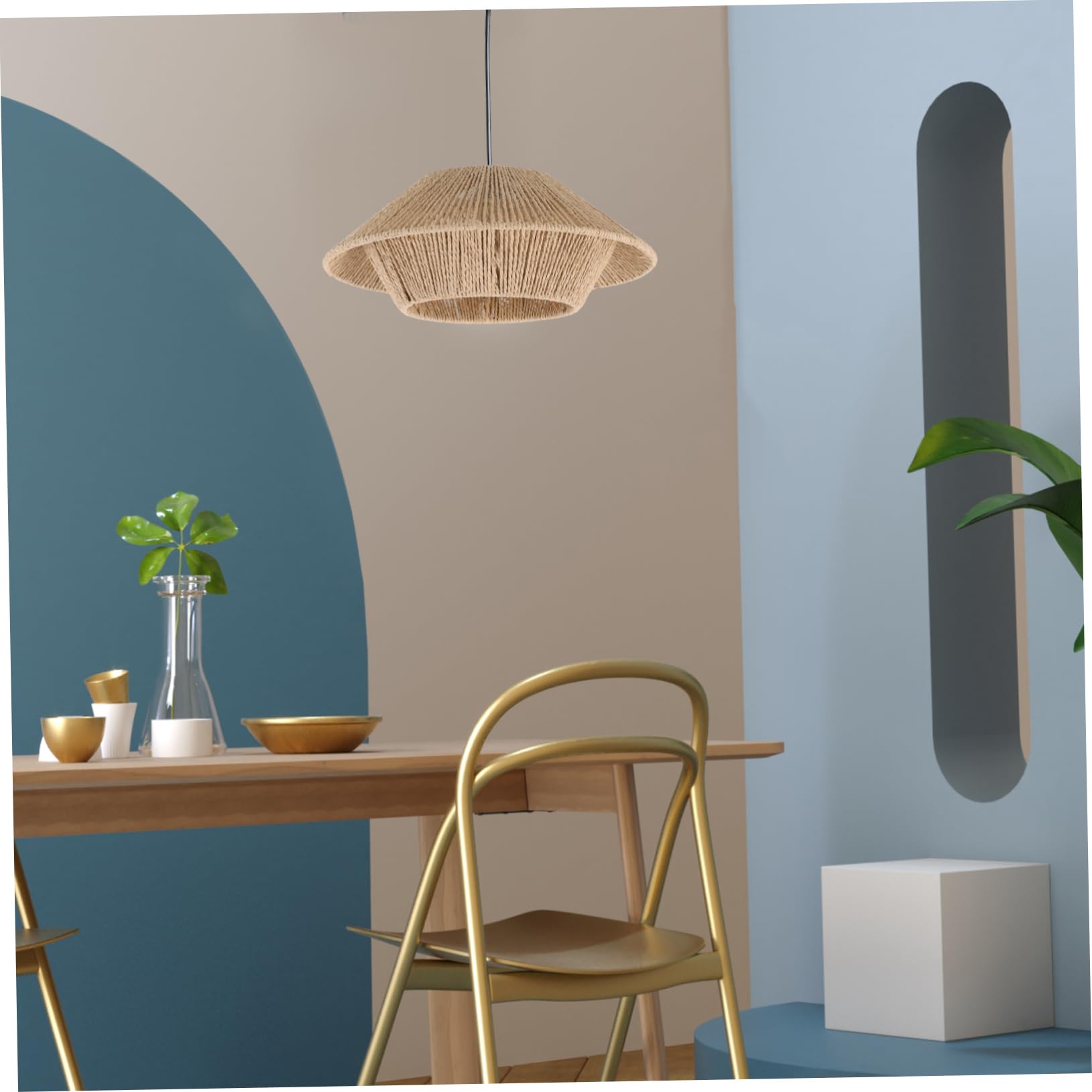 Abat-jour de Plafonnier Vintage en Papier Tressé, Couvercle de Lampe