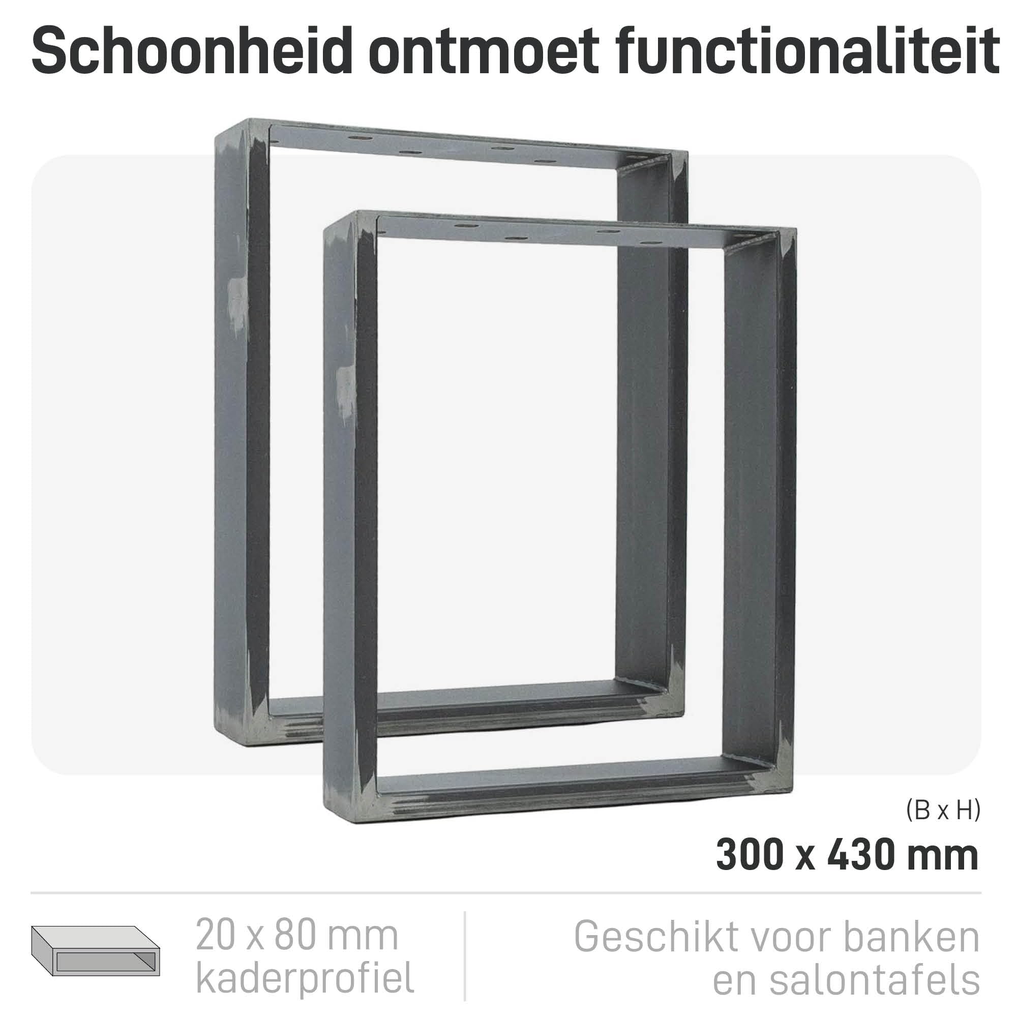 Natural Goods Berlin Rechthoek tafelframe, 2 stuks, roestvrij staal