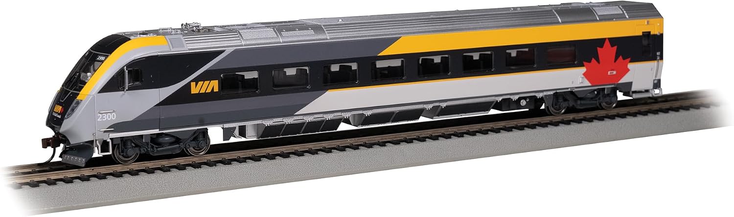 Bachmann Trains - Siemens Venture Passenger Cars with Lighted INTERIORS - VIA Rail Canada™ CAB CAR #2300 - with DCC Light & Sound - Ho Scale