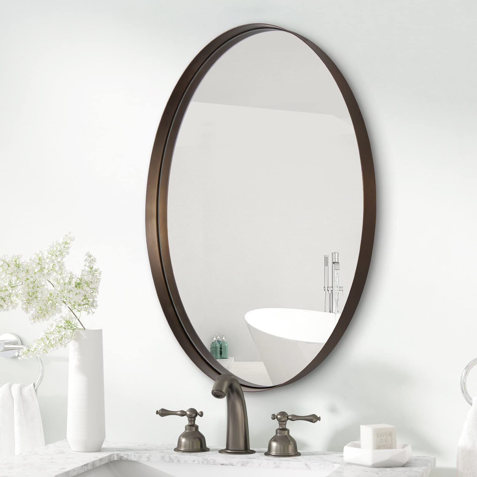 Amazon.com: ANDY STAR Oiled Bronze Oval Bathroom Mirror, Oval