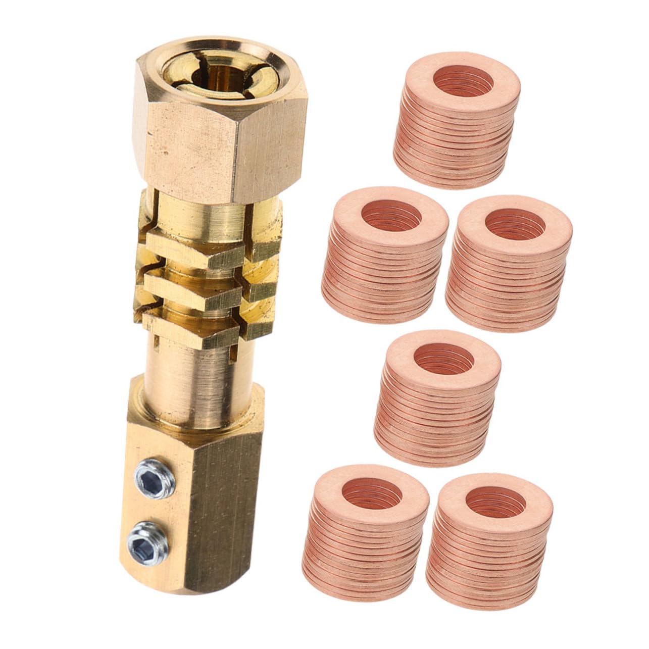 Kit de Arandelas Metálicas 200 Piezas de Hierro Dorado | Arandelas Planas de Sellado, para Tapón Automotriz y Carrocería, Uso en Reparación de Chapa
