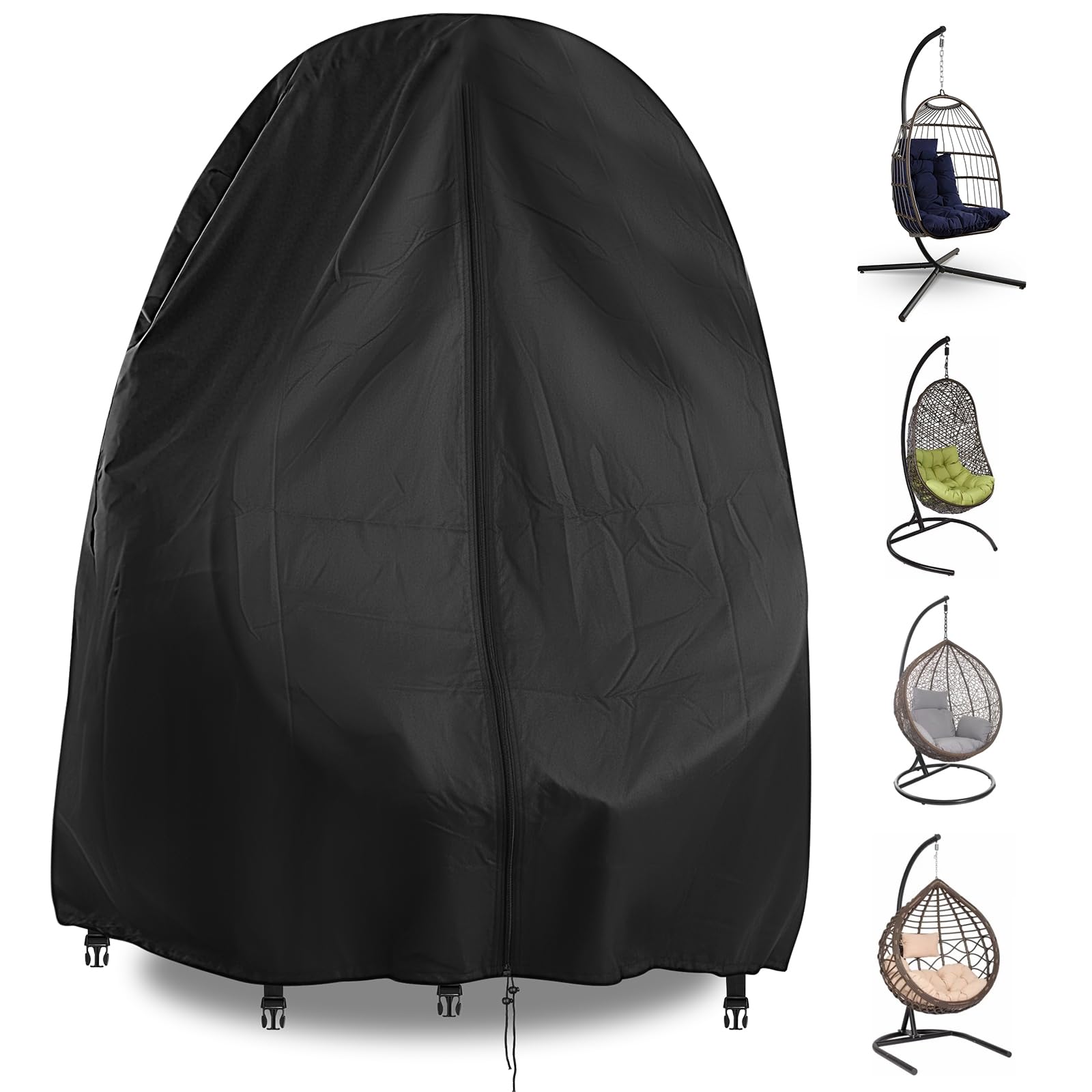 Hohong Egg Chair Cover Waterproof 110x110x200cm, 420D Heavy Duty Oxford Hanging Egg Chair Cover Windproof for Outdoor, Garden Hanging Chair Covers with Waterproof Zipper